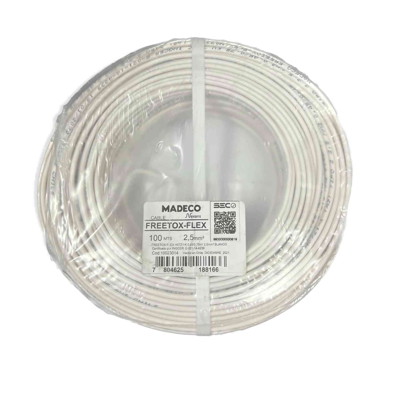 Cable Libre de Halógeno (H07Z1-K) 2,5mm2 BLANCO (100mt) SKU: 20756538